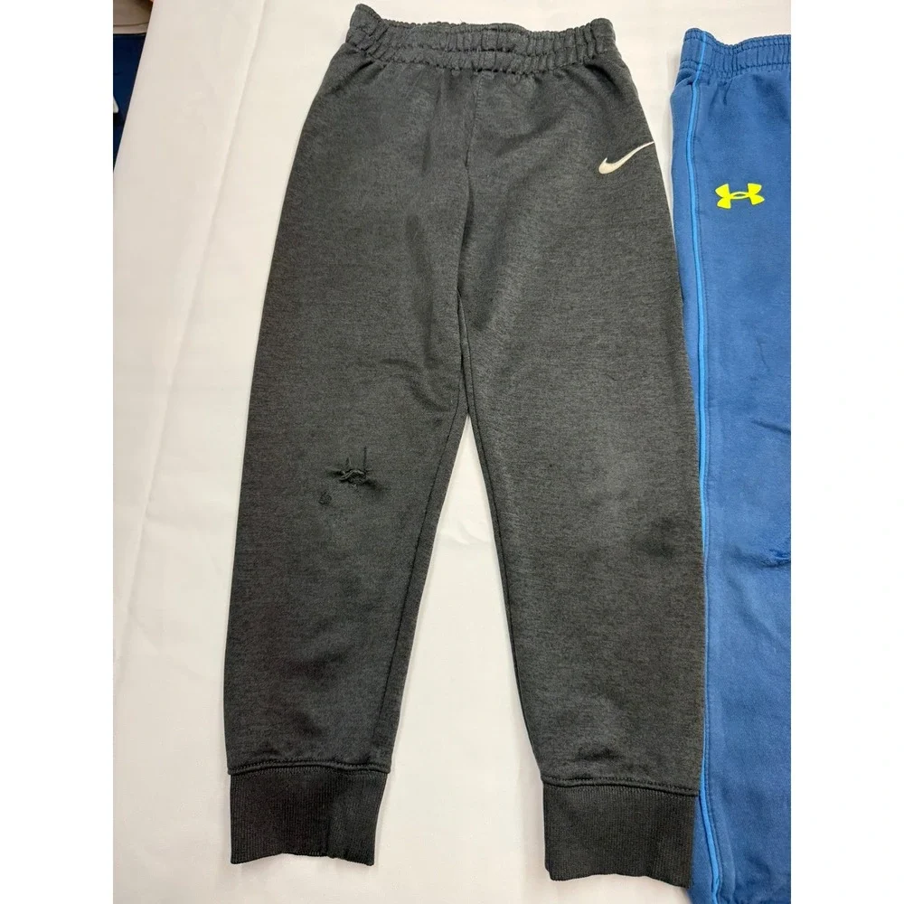 NIKE UNDER ARMOUR Boys 7 Blue Gray Full Length Play Jogger Sweat Pants AA17